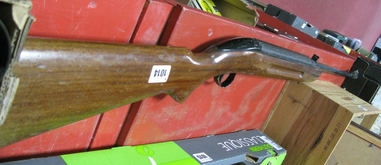 An Air Rifle, mahogany stock.