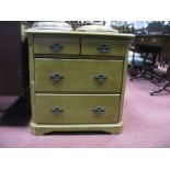 A Small Chest of Drawers, with two drawers and a hinged drawer for shoes.