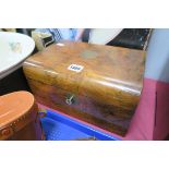 A XIX Century Walnut Dome Topped Sewing Box, with padded quilt interior and contents.