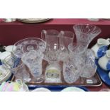 Glass Basket, vases, comport, WMF water jugs, etc:- One Tray