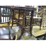 An Edwardian 'D' Ended Occasional Table, on turned splayed legs united by 'H' spindle stretcher.