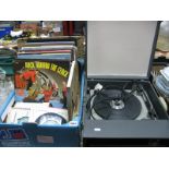 A 1960's Fidelity Portable Table Top Record Player, and a quantity of 78's (Alto, Zonophone Edison