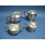 A Matched Hallmarked Silver Four Piece Tea Set, Mappin & Webb, Sheffield 1938, 1940, each of plain