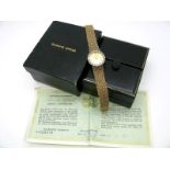 Bueche-Girod; A 9ct Gold Cased Diamond Set Ladies Wristwatch, the signed dial with baton markers,