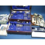 A Large Mixed Lot of Assorted Plated Cutlery, including part fitted canteen case, with lift up lid