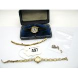 Avia; A 9ct Gold Cased Ladies Wristwatch, to integral 9ct gold openwork bracelet; together with a