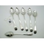 A Set of Six Provincial Scottish Hallmarked Silver Teaspoons, possibly Ewan Wilson, Perth,