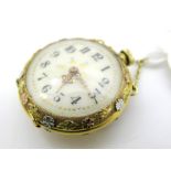 An Early XX Century Continental Diamond Set Pendant Watch, the cream dial with black Arabic