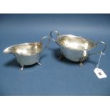 A Matched Hallmarked Silver Jug and Twin Handled Sugar Bowl, EV, Sheffield 1930, 1931, each of