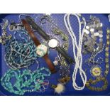Assorted Vintage and Later Costume Jewellery, Seiko automatic gent's wristwatch, etc:- One Tray