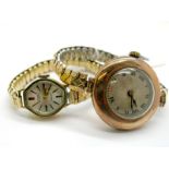 Rolex; A 9ct Gold Cased Ladies Wristwatch, the unsigned dial with black and orange Roman numerals,