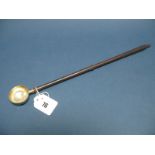 A Small Hallmarked Silver Ladle, (markers mark rubbed) London 1902, with long turned wood handle,