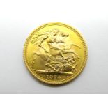 A 1974 Gold Sovereign, (uncirculated).