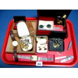 Assorted Gent's Cufflinks, wristwatches, R.P.B.C. 1978 Runners Up medallion pendants, penknives,