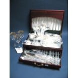 A Butler of Sheffield Plated Kings Pattern Canteen of Cutlery, contained in a modern fitted case;