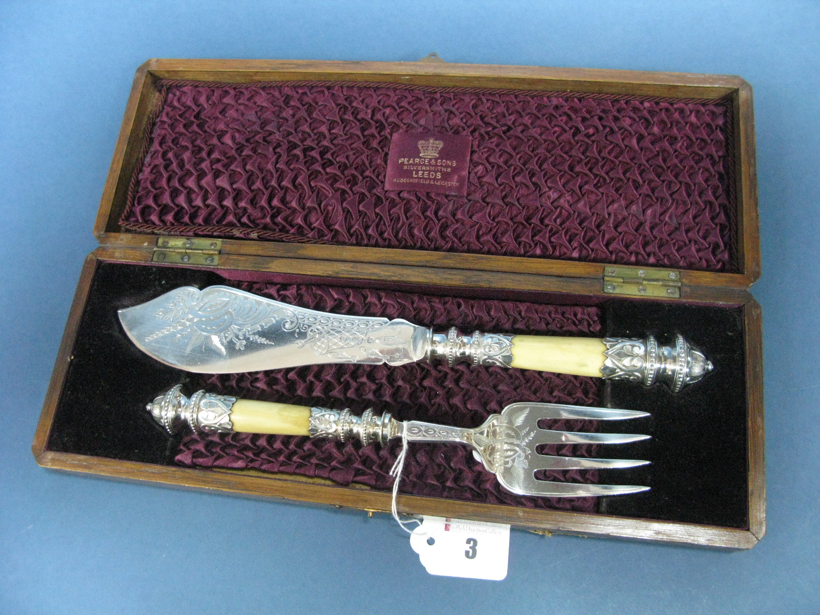 A Highly Decorative Pair of MH&Co Electroplated Fish Servers, in original Pearce & Sons Silver