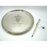 A Limited Edition Hallmarked Silver Commemorative Card Tray, H.H, Birmingham 1971, "1947-1972",