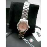 Tag Heuer; A Diamond Set Aquaracer Ladies Wristwatch, the mother of pearl dial with diamond set