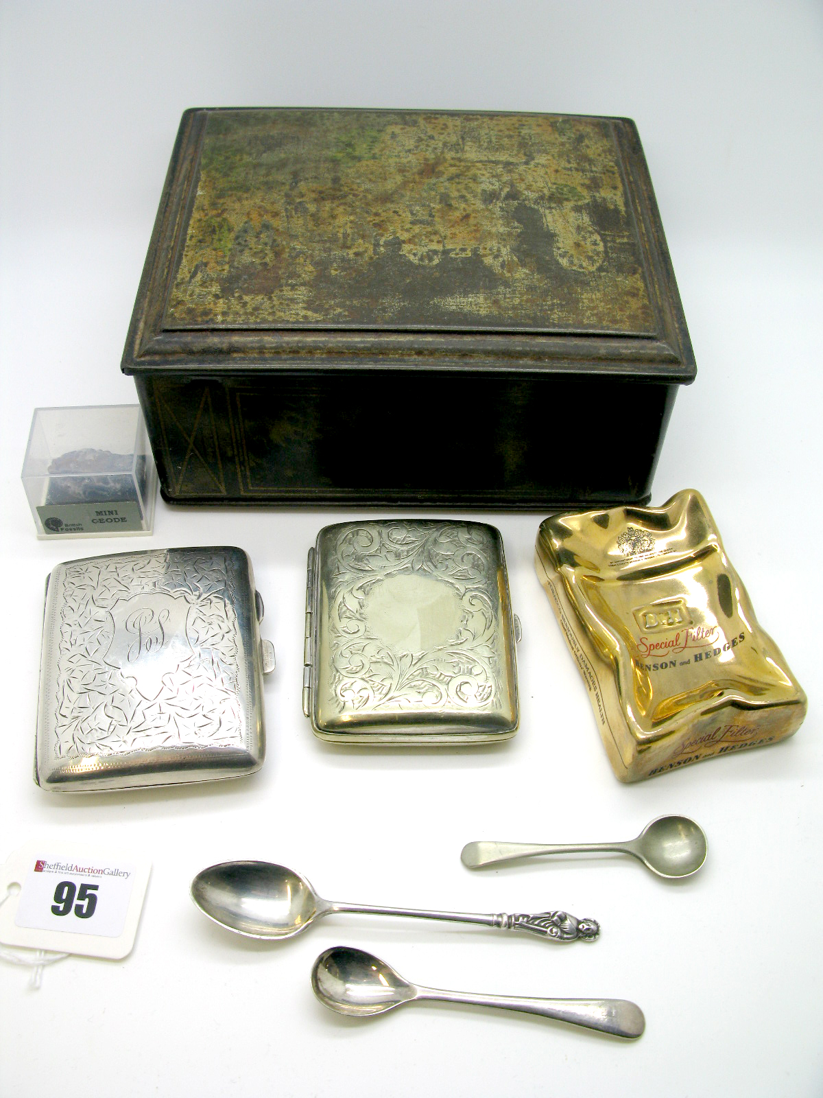 A Hallmarked Silver Cigarette Case, D&F, Birmingham 1916, allover leaf engraved, initialled "JS";