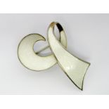 Ivar Holt; A Norwegian Enamel Brooch, of swirl design, highlighted in white, stamped "925S" "