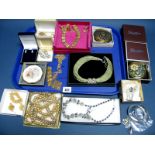 Two Hallmarked Silver Bangles, Stratton and Yardley powder compacts, costume jewellery including