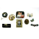 XIX Century and Later Brooches, including Ashford Marble type, porcelain panels, Art Nouveau enamel,