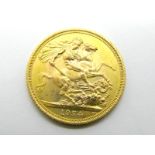 A 1974 Gold Sovereign, (uncirculated).