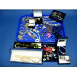 Assorted Costume Jewellery, including hardstone inset pendants, beads, chains, earrings, bangles,