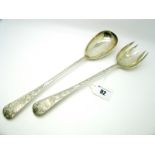A Matched Pair of Hallmarked Silver Salad Servers, Alice & George Burrows, London 1815, 1840, each
