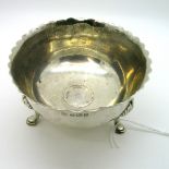 A Hallmarked Silver Sugar Bowl, TB&S, Sheffield 1907, with shaped edge, and 1787 inset coin
