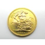 A 1974 Gold Sovereign, (uncirculated).