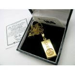 A Modern 9ct Gold St. Christopher Ingot Style Pendant, bearing feature hallmarks, engraved to the