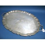 A Hallmarked Silver Twin Handled Tray, Mappin & Webb, Sheffield 1922, of shaped oval form, with twin