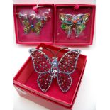 Butler & Wilson; Three Large Butterfly Brooches, all in original boxes (two sealed). (3)