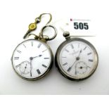 A Hallmarked Silver Cased Openface Pocketwatch, the white dial with black Roman numerals and seconds