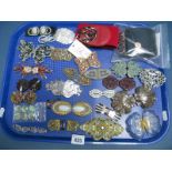 A Collection of Assorted Vintage and Later Ladies Waist Buckles, including enamel, Art Nouveau