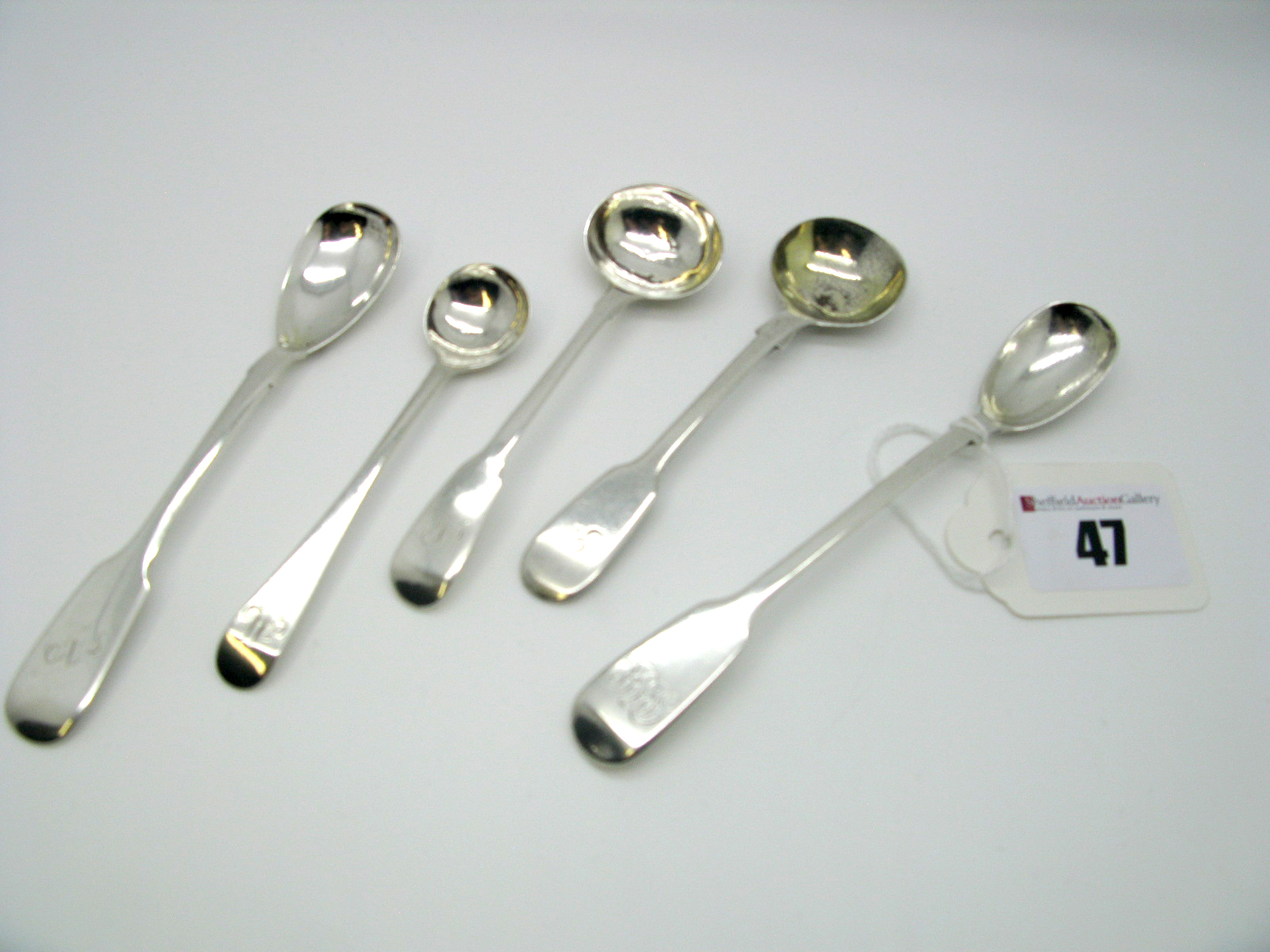 Hallmarked Silver Salt and Mustard Spoons, including William Sobey, Exeter 1836, George