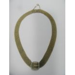 A Diamond Set Mesh Link Choker Necklace, of uniform design, detailed to the front with a buckle, set