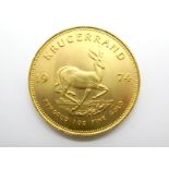 A 1974 South Africa Krugerrand Gold Coin, (uncirculated).