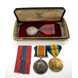 A WWI and Later Medal Trio, comprising War and Victory medals to 288555 Pioneer J. Wilson, Royal