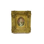 A Mid XIX Century Miniature Painted on Ivory, depicting Napoleon in military uniform with