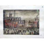 AFTER LAURENCE STEPHEN LOWRY (British 1887-1976) (ARR) "Our Town", a colour reproduction, signed and