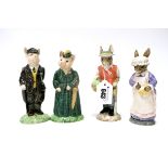 Four Beswick Pottery English Country Folk Figures, Gardener Rabbit, Rabbit Baking, Gentleman Pig and