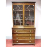 A Late XVIII Century Mahogany Secretaire Bookcase, the top with dentil cornice over glazed