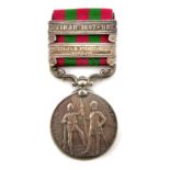 A Victorian General Service Medal, with Tirah 1897/98 and Punjab Frontier 1897/98 bars to Surgeon
