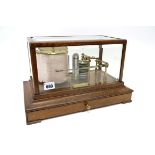 A J.Lizars Early XX Century Oak Cased Barograph and Thermometer, with bevelled glass panels and