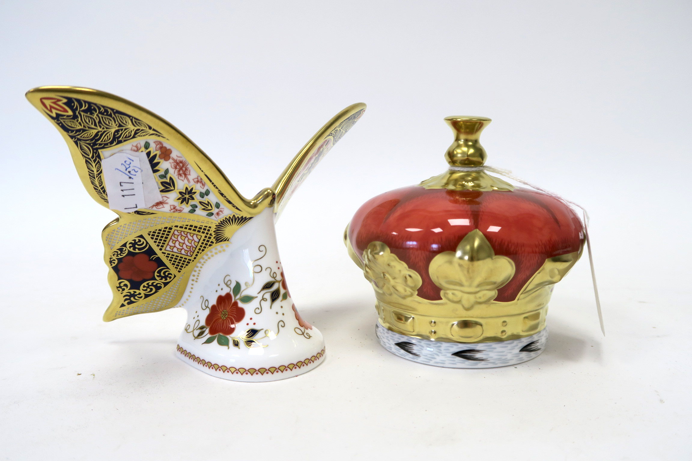 A Royal Crown Derby Paperweight, modelled as a butterfly, printed marks, dated 2016, gold stopper,