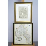 AFTER MORDEN (Robt) Oxfordshire, a hand coloured and engraved map, framed and glazed, 42 x 37cm