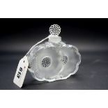 A Lalique Glass Scent Bottle and Stopper, modelled in the 'Deux Fleurs' design,
