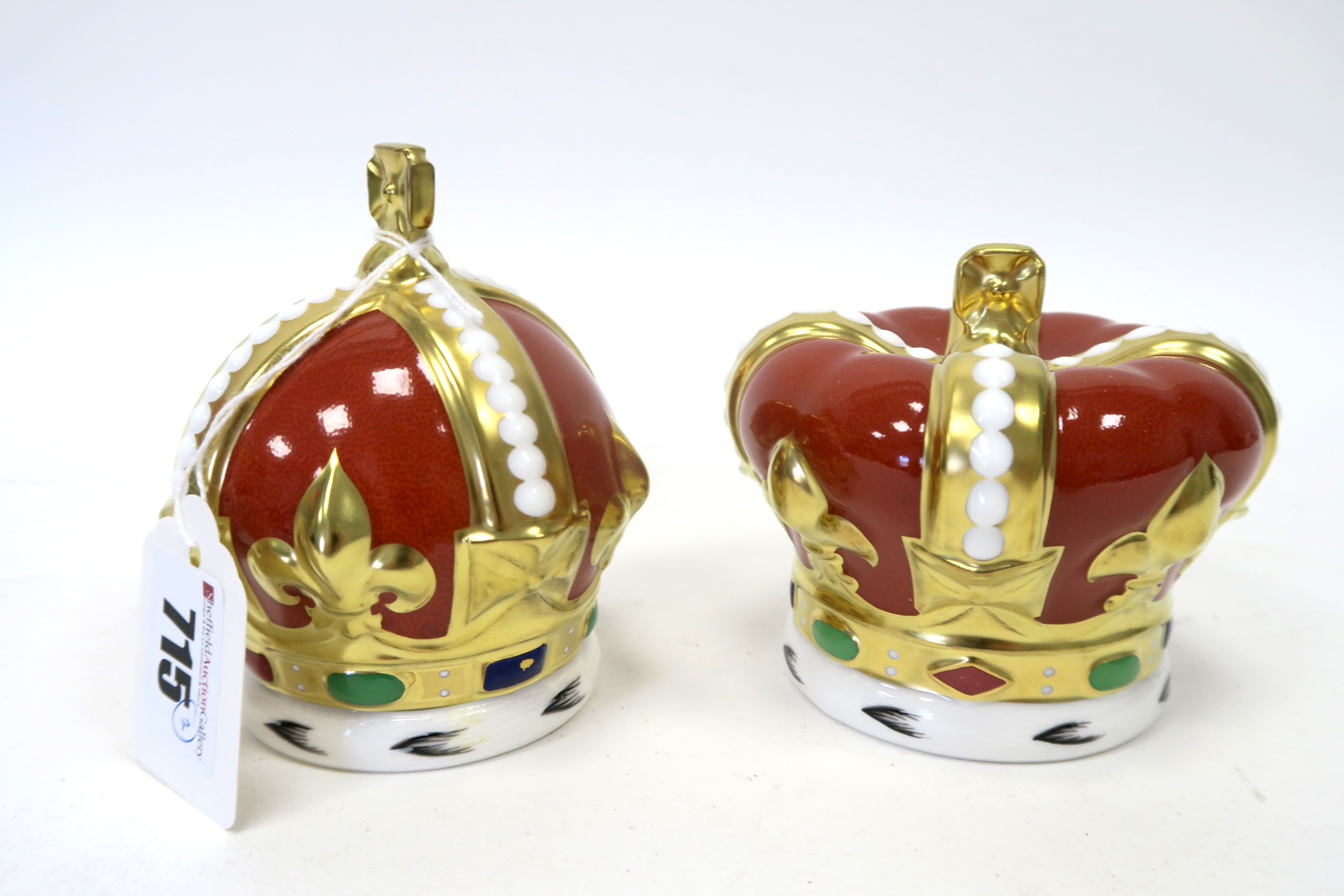 A Royal Crown Derby Porcelain Paperweight 'Queen Mother 100th Birthday Crown', commissioned by